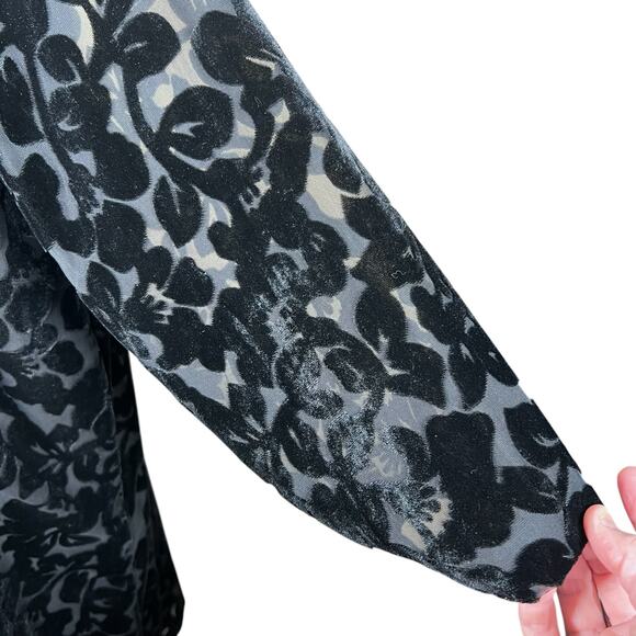 Garnet Hill Women’s Black Velvet Burnout Holiday Cocktail Dress Size 16 EUC - Picture 5 of 12